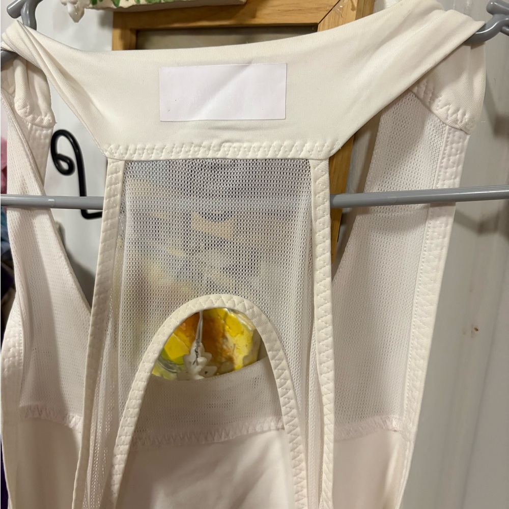 Stella McCartney adidas Cream Mesh Detail tennis dress with orange details